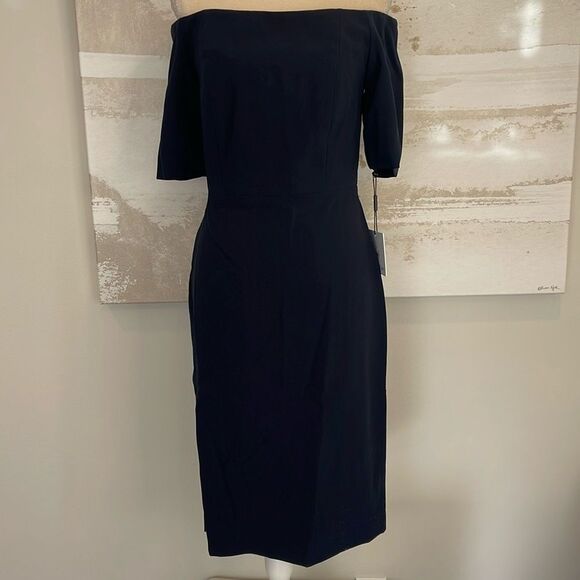 Calvin Klein off the shoulder navy blue dress Size 6 - Picture 2 of 10
